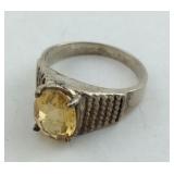 Citrine Sterling Silver Ring Size 8.5