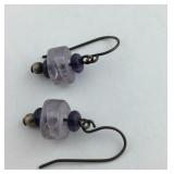 Beaded Sterling Silver Dangle Earrings