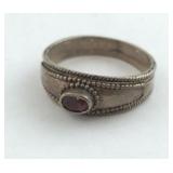 Garnet Sterling Silver Ring Size 8.5