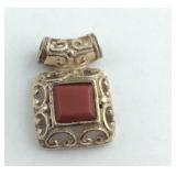 Red Coral Sterling Silver Pendant