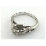 Diamond Sterling Silver Ring Size 6.5