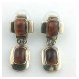 Faux Amber Sterling Silver Dangle Earrings