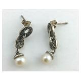 Pearl & Marcacite Sterling Silver Dangle