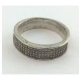 Pave CZ Sterling Silver Wedding Band Size 13