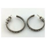 Marcasite Sterling Silver Hoop Earrings