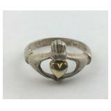 Sterling Silver Claddaugh Ring with Center that