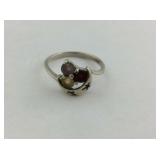 Multicolored Gemstone Moon Sterling Silver Ring