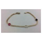 Multicolored Gemstone  Sterling Silver 7 inch