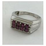 Ruby Sterling Silver Ring Size 11