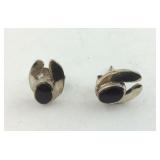 Black Enamel Sterling Silver Earrings