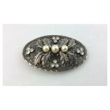 Pearl  Sterling Silver Pin