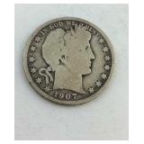 1907 Silver Barber Half Dollar