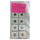 Eight uncirculated Roosevelt dimes