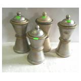 Four urns with lids. One crackle painted and