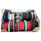 Flat of ribbon. Mostly holiday style. Some
