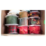Flat of ribbon. Mostly holiday style. Some