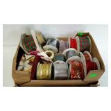 Flat of ribbon. Mostly holiday style. Some