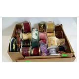 Flat of ribbon. Mostly holiday style. Some
