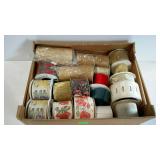 Flat of ribbon. Mostly holiday style. Some