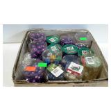 Flat of miniature sizes Christmas tree ornaments.