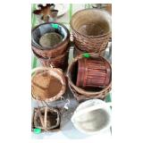 Group lot - wicker planter baskets, home decor