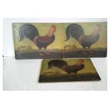 Set of three rooster place mats