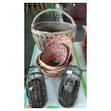 Home decor baskets and wine bottle holder pourers
