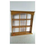 Pine wall hung knick-knack shelf with plate groove