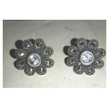 Pierced earrings - clear glass stone surrounded by