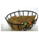 Large metal plant hanging basket with chain & some