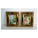 Prints - pair of with nude scenes, black & gold
