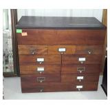 Wooden mulit-drawer tool chest, felt lined with