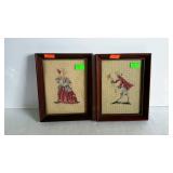 Needlework prints, pair of, framed - 8 x 10