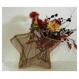 Metal home decor star basket with artificial