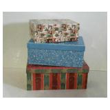 Three nested Christmas gift boxes