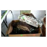 Christmas decor box lot - grape vine wreaths, wood