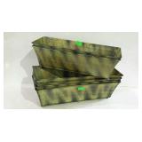 Set of six metal window box planters. Four are