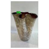 Large ruffle glass vase. 9.5" high.