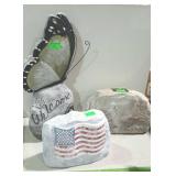 Yard decor - 17" Butterfly welcome stone - stone