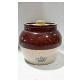 Pottery - Brown over white bean pot with #3 crown