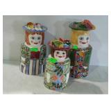 Home decor - three lady figural shaped jars -