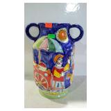 Double handled urn, hand painted, made in Italy -