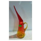 Crackle glass - amberine ewer pitcher with applied
