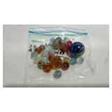 Marbles, grouping of WV Glass marbles one real