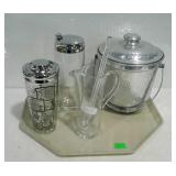 Bar wares, aluminum ice bucket, 2 drink mix