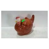 Ceramic Chicken covered dish, marked USA Papco on