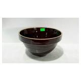Brown Pottery Mixing Bowl, 9" dia