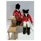 Mr. & Mrs Fox plush doll figures with the corner