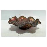 Carnival Glass heavy grape pattern footed bowl,