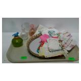 Vanity Lot, mirror vanity dressing tray, 3 glass